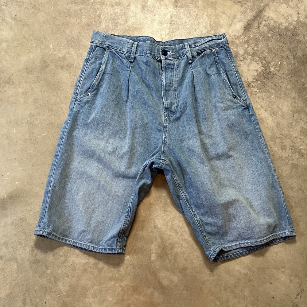 G‎ Star Raw Denim Trouser Shorts Mens Size 33 Blue Button Fly Jhorts High RIse